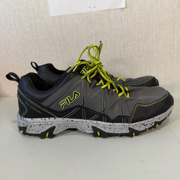 Fila Other - Fila Black‎ and Gray Trail Shoes with Lime Highlights